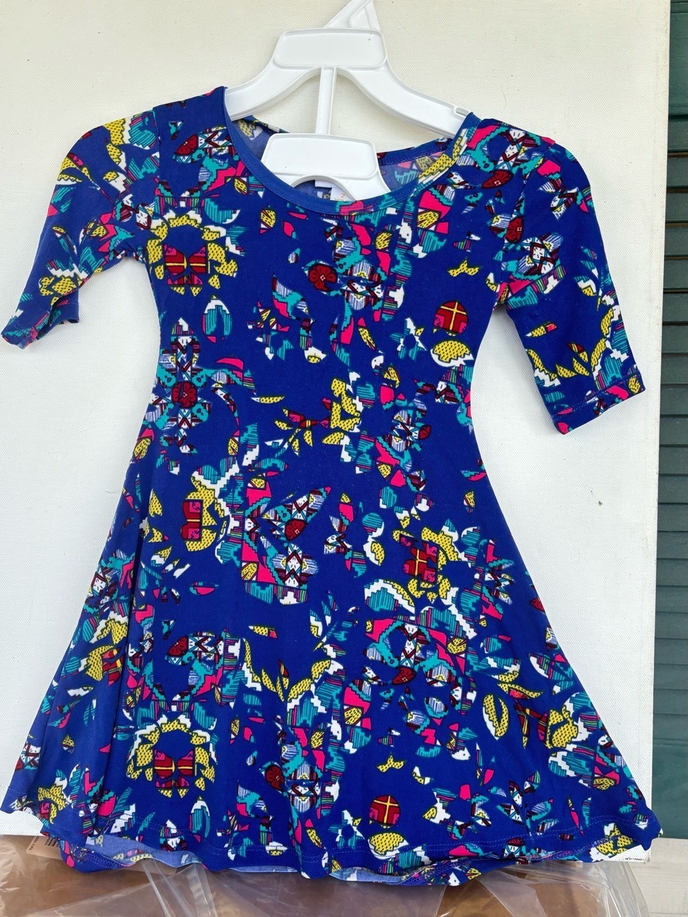LuLaRoe Bright Blue Multicolor Floral Twirl Dress - Picture 6 of 9